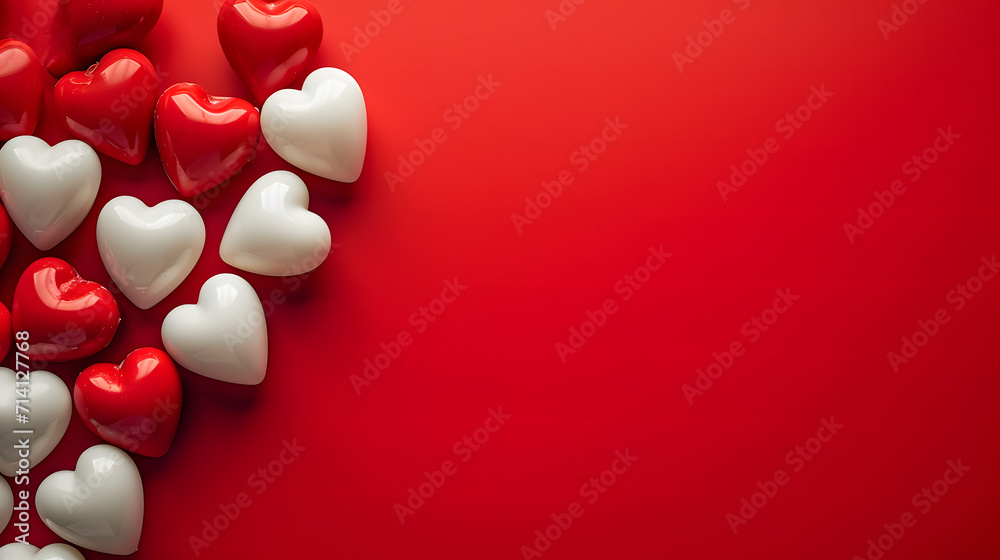 A vibrant and charming display of love and warmth, as a cluster of crimson beads and snowy hearts adorn the interior with a cozy carmine glow A vibrant and charming display of love and warmth, as a cluster of crimson beads and snowy hearts adorn the interior with a cozy carmine glow