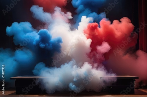 red and blue and white smoke colorful smoke powder spotlights 