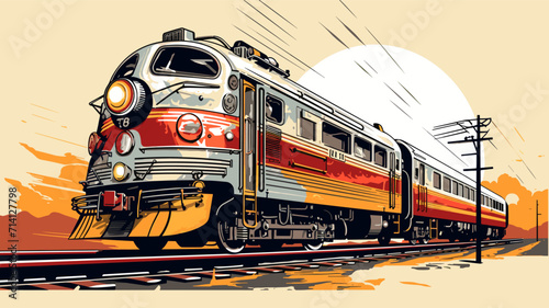 Convey the historical charm of vintage trains in a vector art piece showcasing classic models retro signage and the timeless appeal associated with historical railway transportation .simple isolated