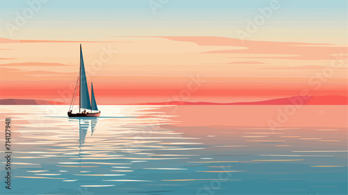 Explore the serenity of sailboats in a vector art piece showcasing scenes of sailing vessels gliding through calm waters harnessing the power of the wind for tranquil journeys .simple isolated line