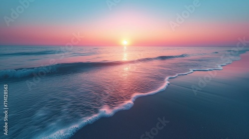 Serenity Unveiled  Sunset over the Sea with Soft Dusk Light  Minimalist Composition  Evoking Serene Emotions. High-Resolution Capture Showcasing Subtle Color Gradient. Ideal Background for Tranquility