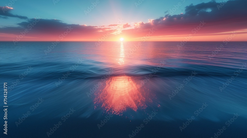 Serenity Unveiled: Sunset over the Sea with Soft Dusk Light, Minimalist Composition, Evoking Serene Emotions. High-Resolution Capture Showcasing Subtle Color Gradient. Ideal Background for Tranquility