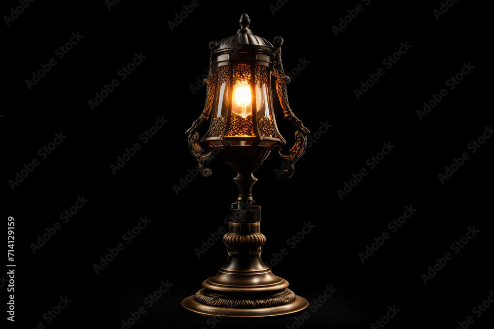 Old lamp on black background Old lamp on black background