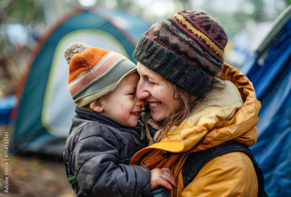 Embrace of Hope: A Mother and Child's Love in a Refuge