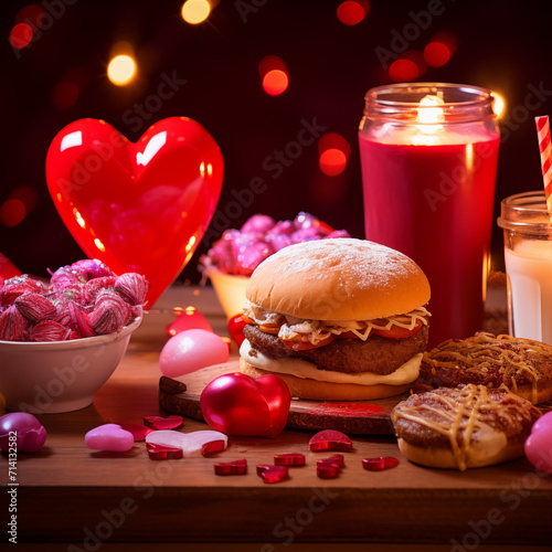 Valentine's Day festive menu. Fast food, restaurant, cafe