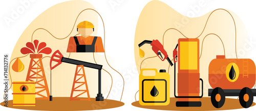 Oil refinery cartoon. The cartoon style is visually appealing and attention-grabbing.
