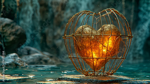 Gold heart in a golden cage.