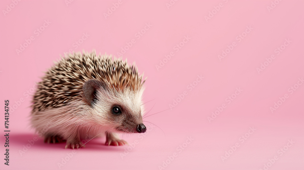 Obraz premium Hedgehog Day Celebration: Adorable Hedgehog isolated on Pastel Canvas Background. 
