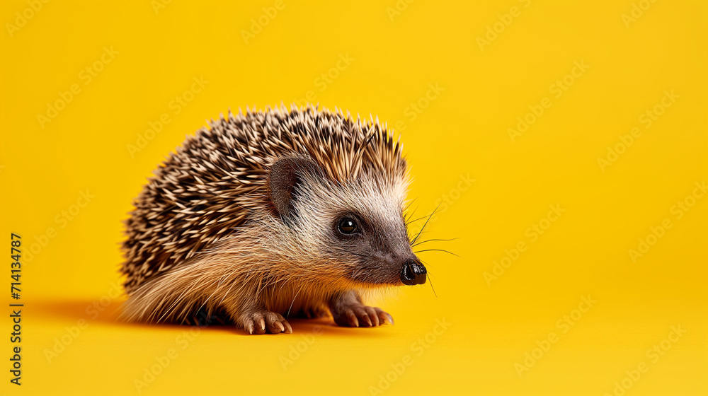Fototapeta premium Hedgehog Day Celebration: Adorable Hedgehog isolated on Pastel Canvas Background. 