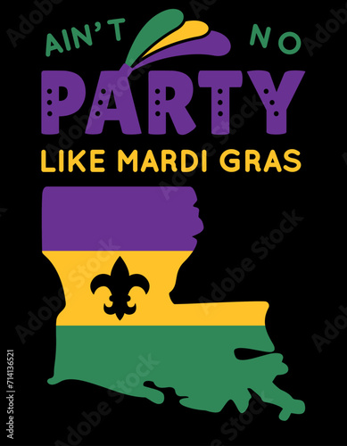 Mardi Gras decoration typography t-shirt design carnival