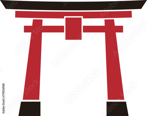 シンプルな鳥居のアイコン_赤黒