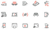 Vector Set of Linear Icons Related to Online Donation and Sponsorship, Blogging Funding. Mono line pictograms and infographics design elements - part 1