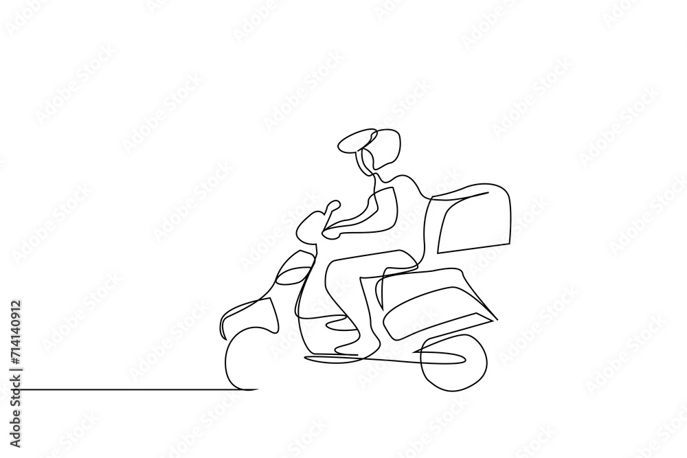 moto courier service order in progress one line art design moto courier service order in progress one line art design