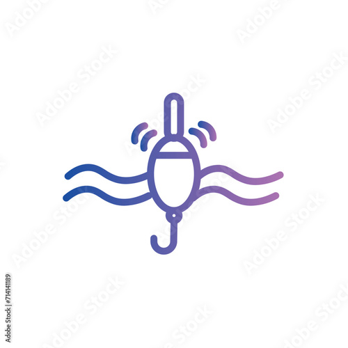 bait fish float line gradient icon