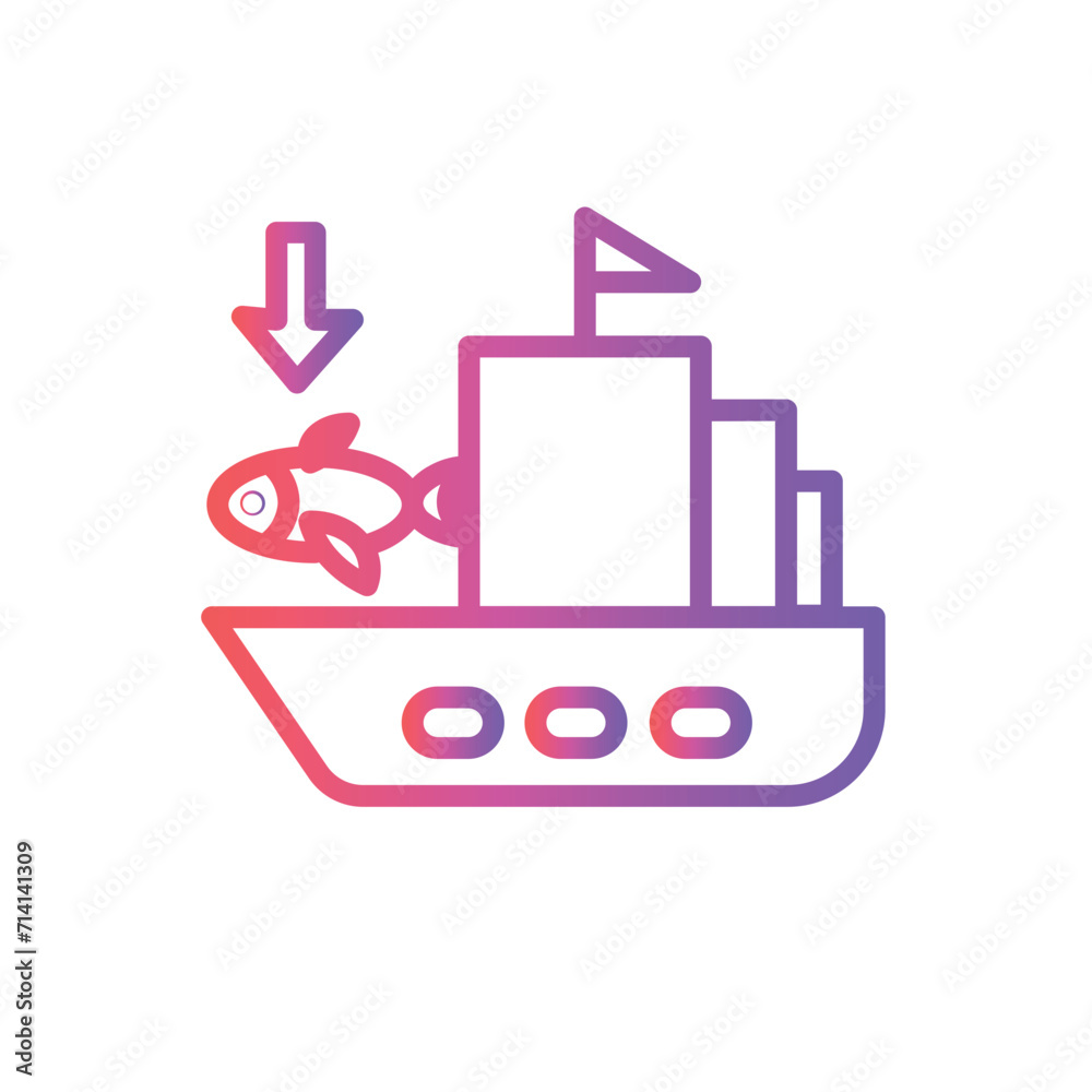 boat cargo ship line gradient icon