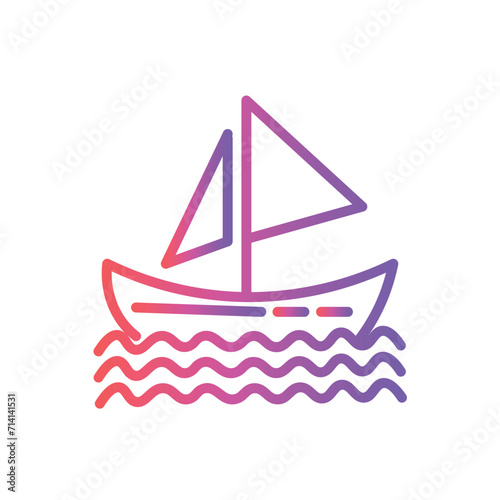 boat fishing sail line gradient icon
