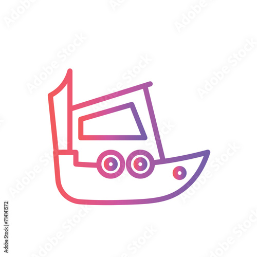 boat coble fisher line gradient icon