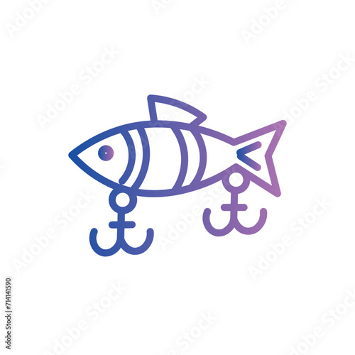 bait fish fishing line gradient icon