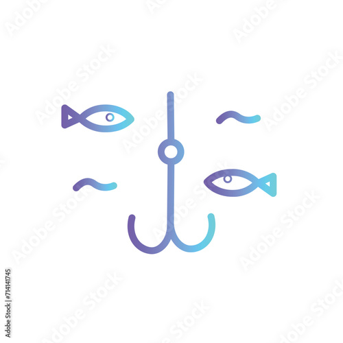 beach fish fisherman line gradient icon