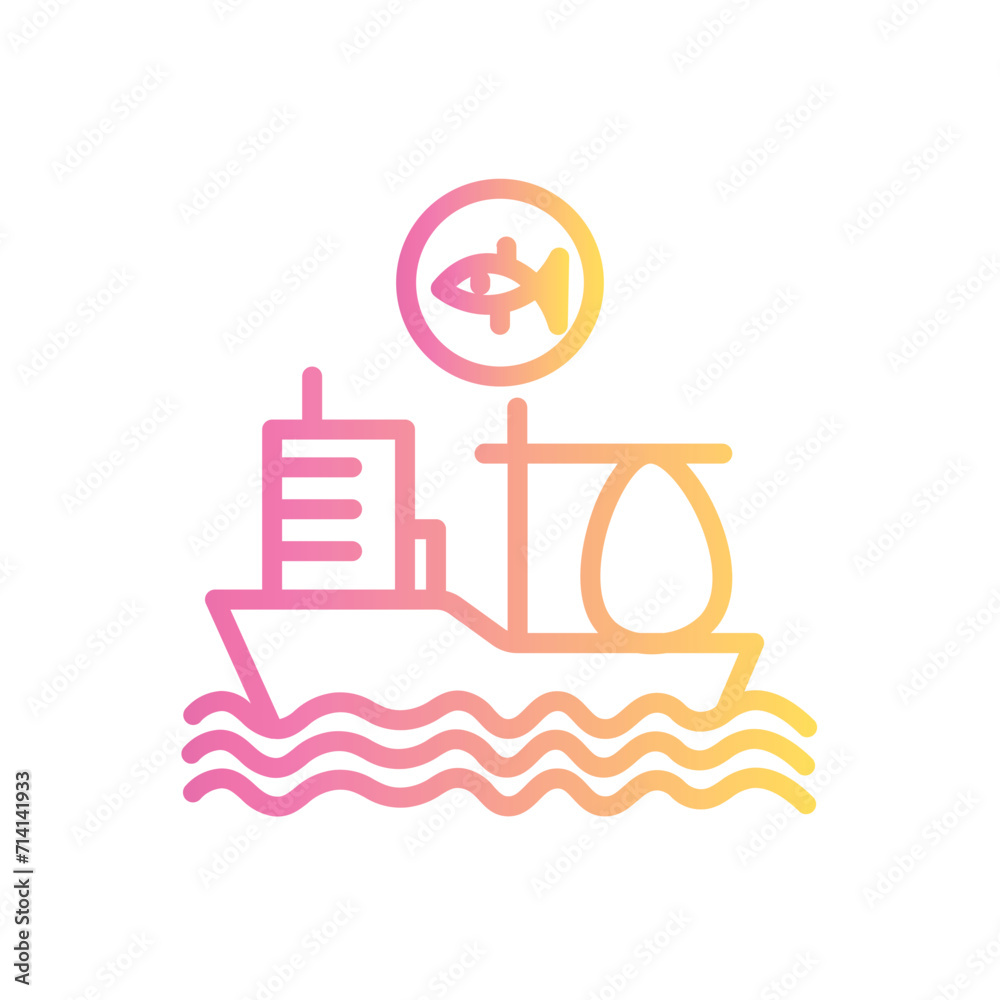 fillet fishing ship line gradient icon