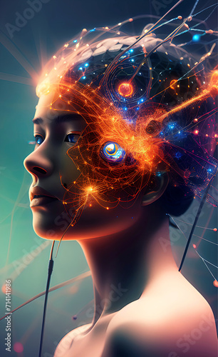 Wallpaper Mural bright illustration female portrait neural network, artificial intelligence, AI generation Torontodigital.ca