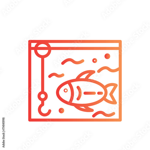 bait fish fishing line gradient icon