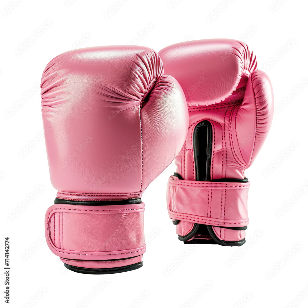 Boxing glove. Realistic pink pair of box fist protection equipment. Boxer sportswear for punch workout. Symbol of fight, combat, competition and confidence Boxing glove. Realistic pink pair of box fist protection equipment. Boxer sportswear for punch workout. Symbol of fight, combat, competition and confidence