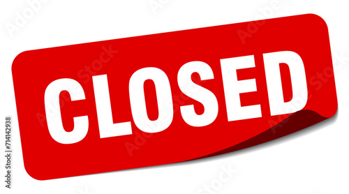 closed sticker. closed label