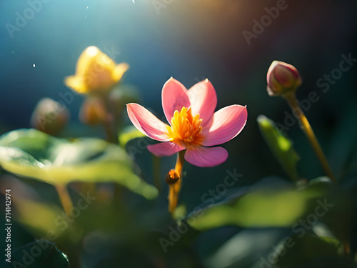 a unique tiny flower blooms under the morning sunlight generative ai 