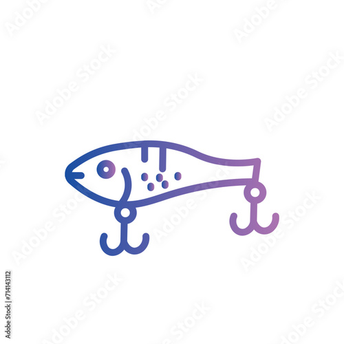 bait fish fishing line gradient icon