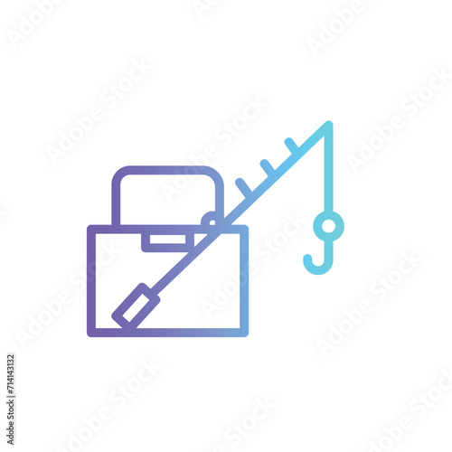 bag fishing rod line gradient icon