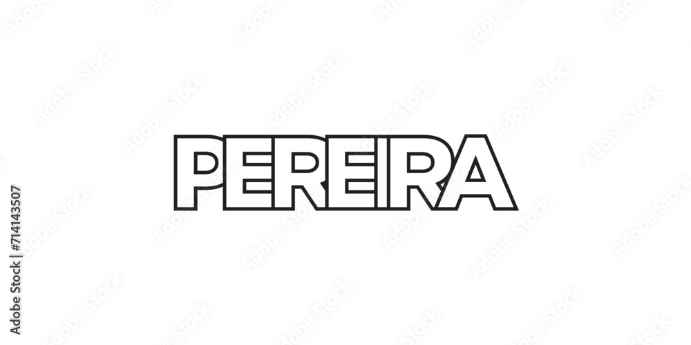 Obraz premium Pereira in the Colombia emblem. The design features a geometric style, vector illustration with bold typography in a modern font. The graphic slogan lettering.