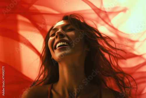 Excited woman surreal image