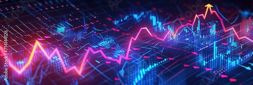 A vibrant abstract of financial data points dancing on a digital screen symbolises the pulse of the stock market, concept: modern finance, photo