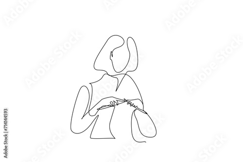woman hobby sewing embroidery sew handmade one line art design