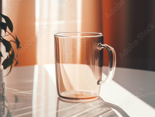 Transparent Coffee Mug mockup on the table