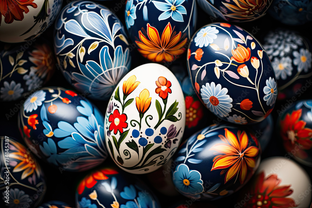 Easter-themed colorful painted eggs on a white background, symbolizing holiday tradition and celebration Easter-themed colorful painted eggs on a white background, symbolizing holiday tradition and celebration