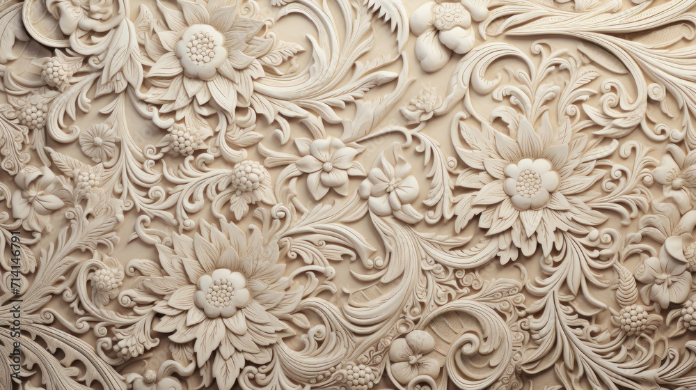 Floral embossed matelasse texture surface background