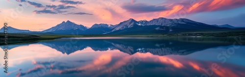 Majestic Mountain Range Reflected in Still Lake