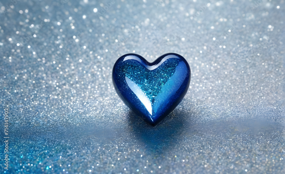A small blue heart on a sparkling white background. Generative AI A small blue heart on a sparkling white background. Generative AI