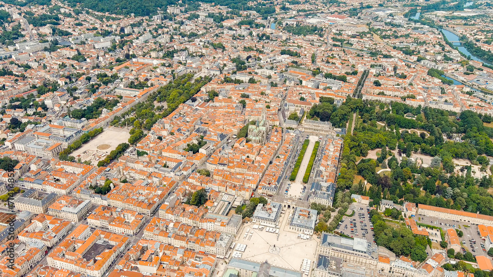 Nancy, France. Stanislav Square. Nancy City Hall. Summer, Sunny day, Aerial View