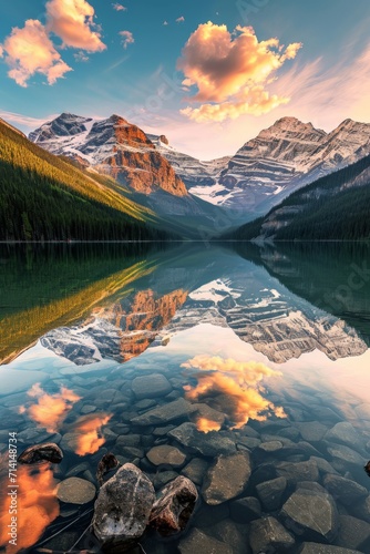 Majestic Mountain Lake With Surrounding Forest © BrandwayArt