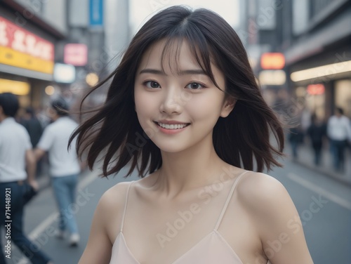 Fototapeta 繁華街にいる女性