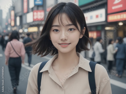 Fototapeta 繁華街にいる女性
