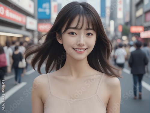 Fototapeta 繁華街にいる女性