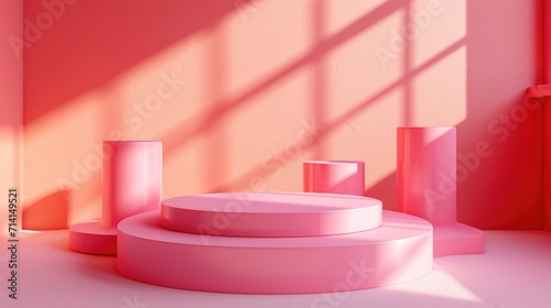 Podium background for promotional products. Studio podium for product advertising. Stage stand. Blank podium. Display platform