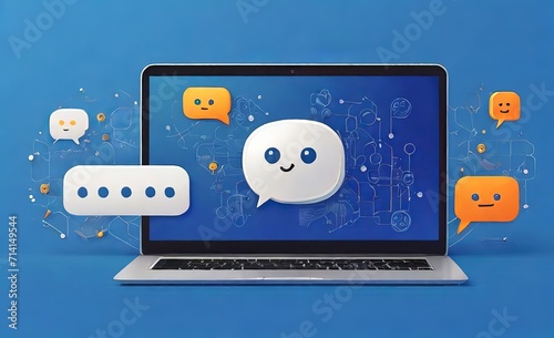 Chat bot abstract logo on a laptop scree