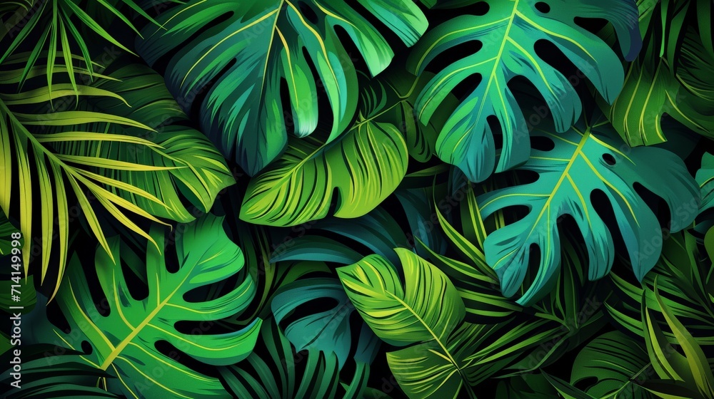 Cluster of Green Leaves on Black Background Cluster of Green Leaves on Black Background