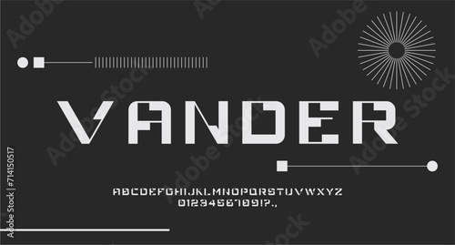 VANDER FONT VECTOR UPPERCASE FUTURISTIC TECHNO CYBER EDITABLE