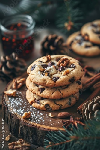 Pile of Cookies on Wooden Table